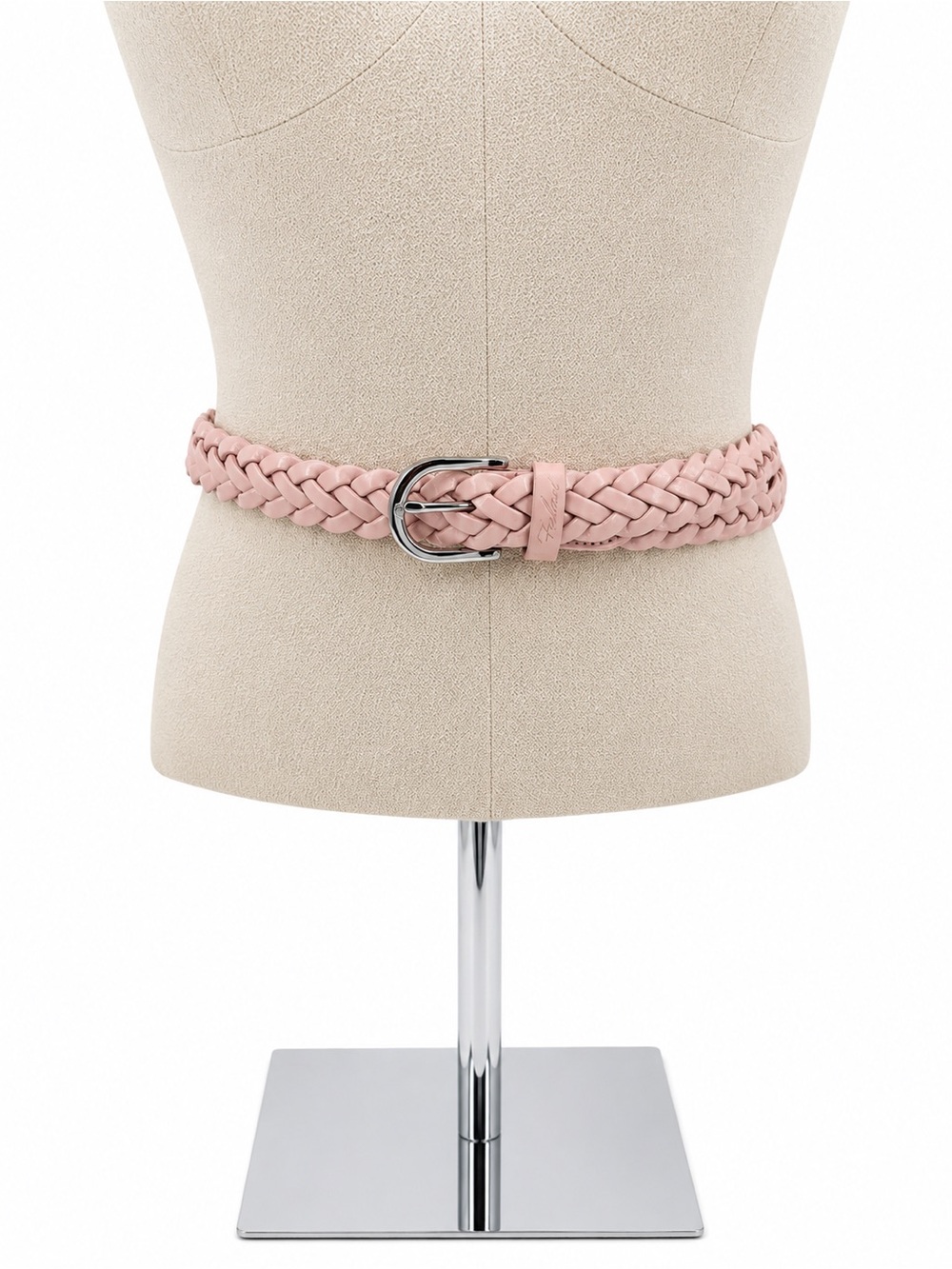 Falari Pink Braided Leather Belt Silver Buckle Womens Size Large (38-40)